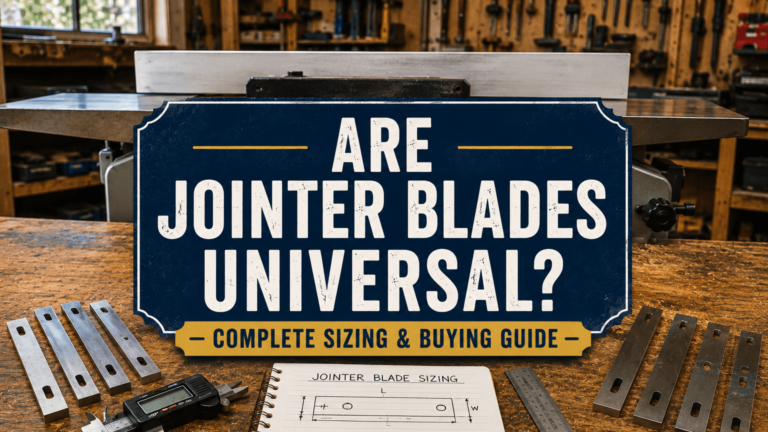 woodworking jointer blades and measuring tools with text asking are jointer blades universal