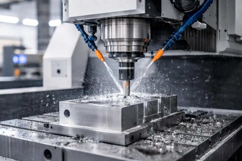 cnc milling machine cutting metal with accuracy