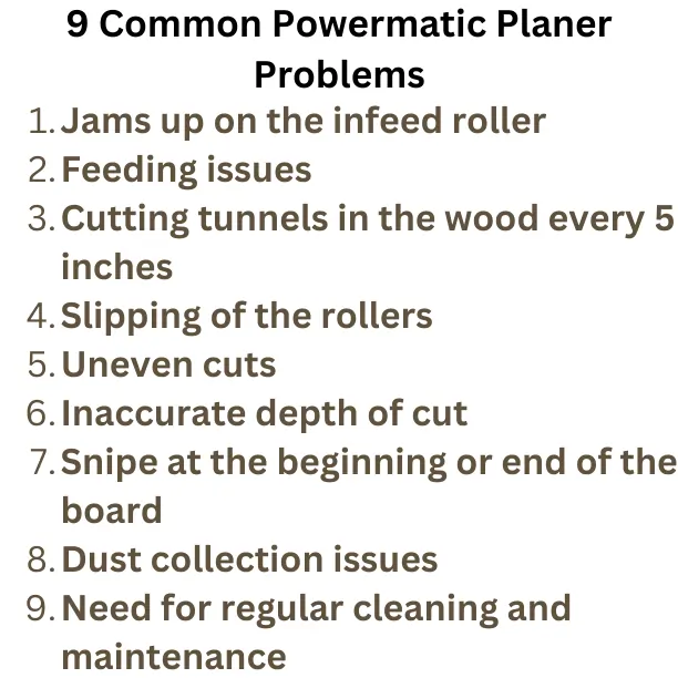 List of 9 Common Powermatic Planer Problems