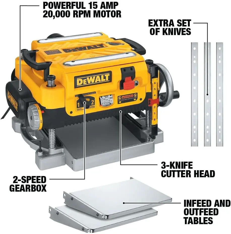 dewalt thickness planer 13-inch wood planer powerful motor and cutter head