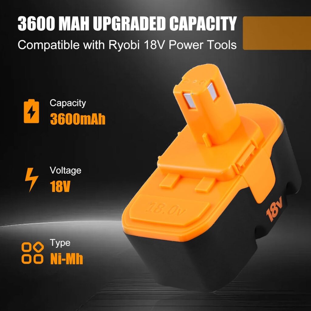 orange and black reoben 18v replacement for ryobi one+ battery