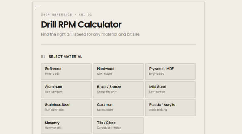 drill rpm calculator